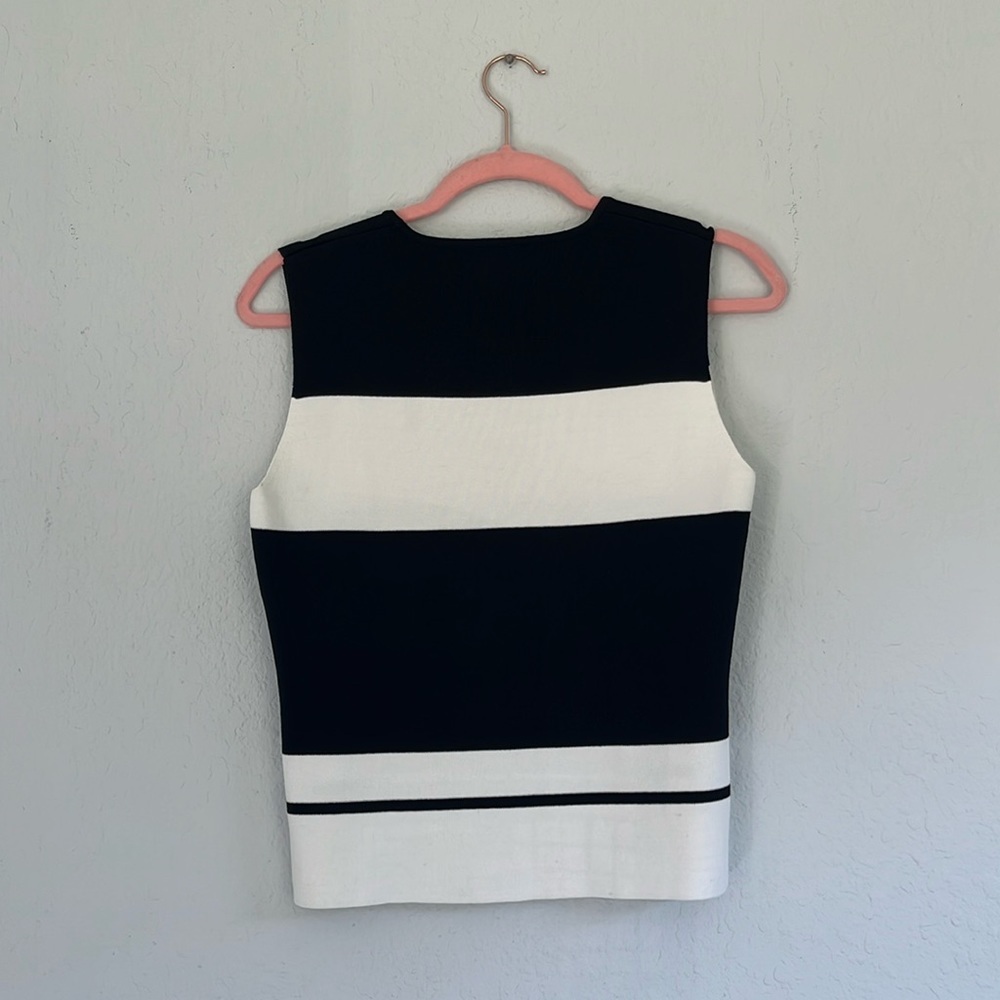 Michelle Nicole Black & White Stripe Sleeveless Tank Top Sweater Size PL - Picture 5 of 5